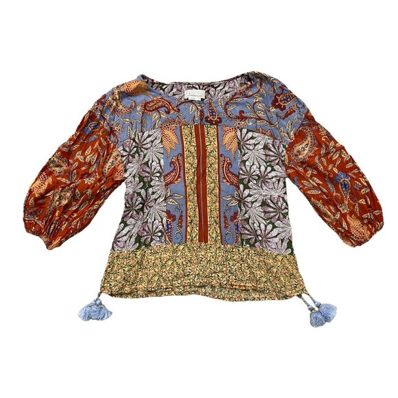 Anthropologie Tops - Anthropologie Sonrisa Paisley Top S Print Balloon Sleeve Boho Blouse